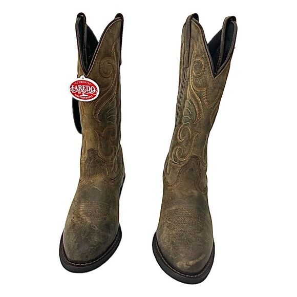 Laredo Bridget 51084 Brown Leather Cowboy Boots Women’s Size 8 M Western 12” - Picture 3 of 10